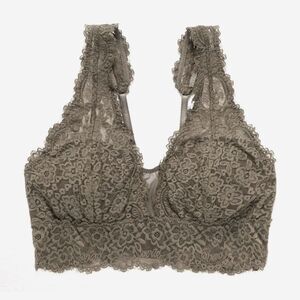 NEW Aerie womens Bralette Medium M 34 Eyelash lace bra convertible olive khaki